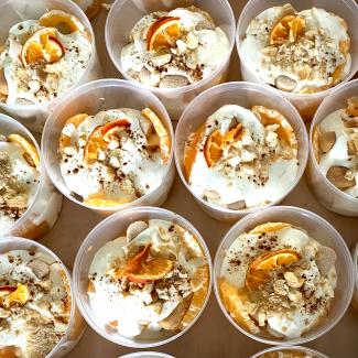 Trifle met clementines, yoghurt en mascarpone